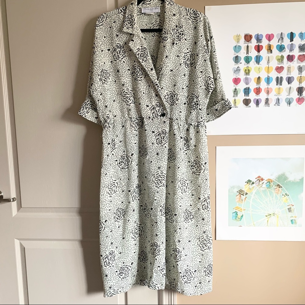 Vintage | Abstract floral print midi dress